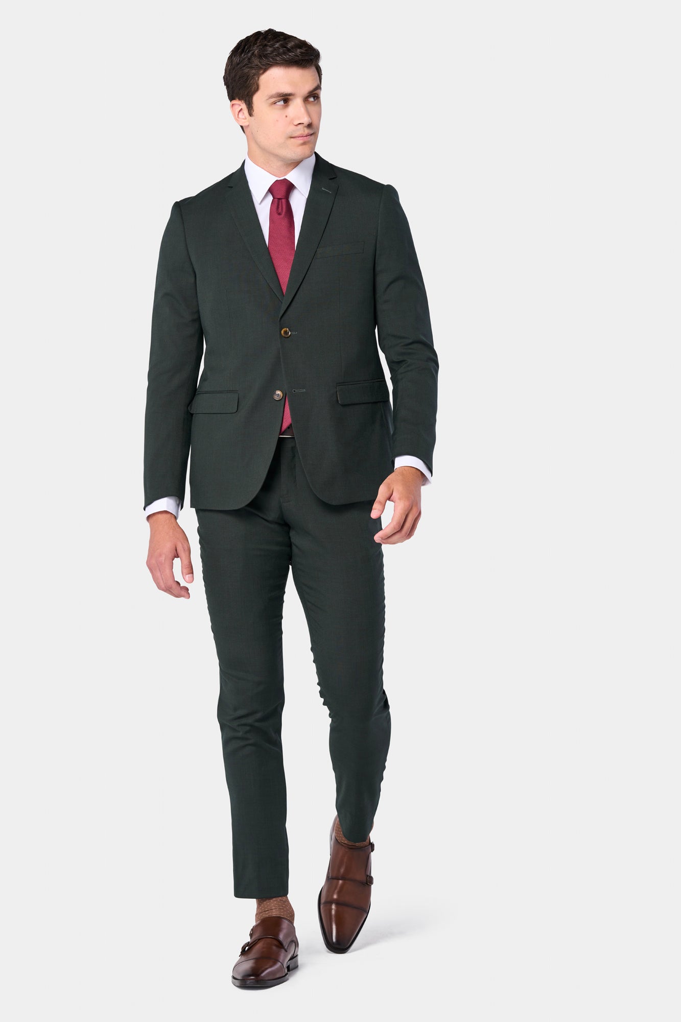 Olive Green Sharkskin 2 Button Suit Olive Green Sharkskin 2 Button Suit