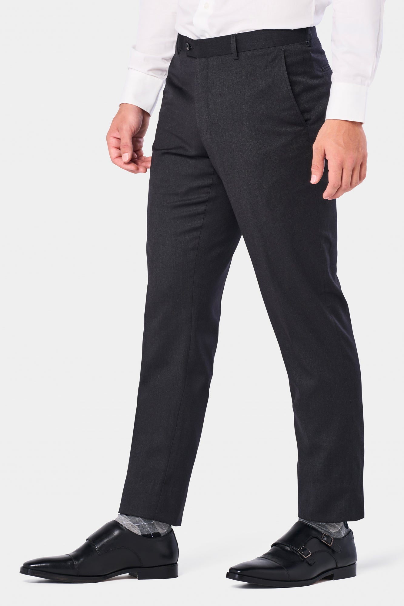 mens charcoal grey dress pants CONCITOR Men's Dress Pants Trousers Flat Front Slacks Solid CHARCOAL GRAY Color