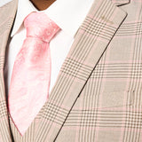 Tan and Pink Plaid 3 Piece Suit