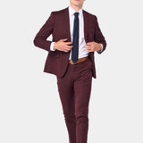 Burgundy Sharkskin 2 Button Suit