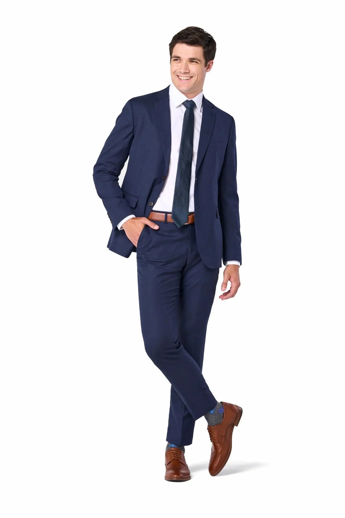 Indigo Sharkskin 2 Button Suit