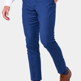 Medium Blue Flat-Front Pants