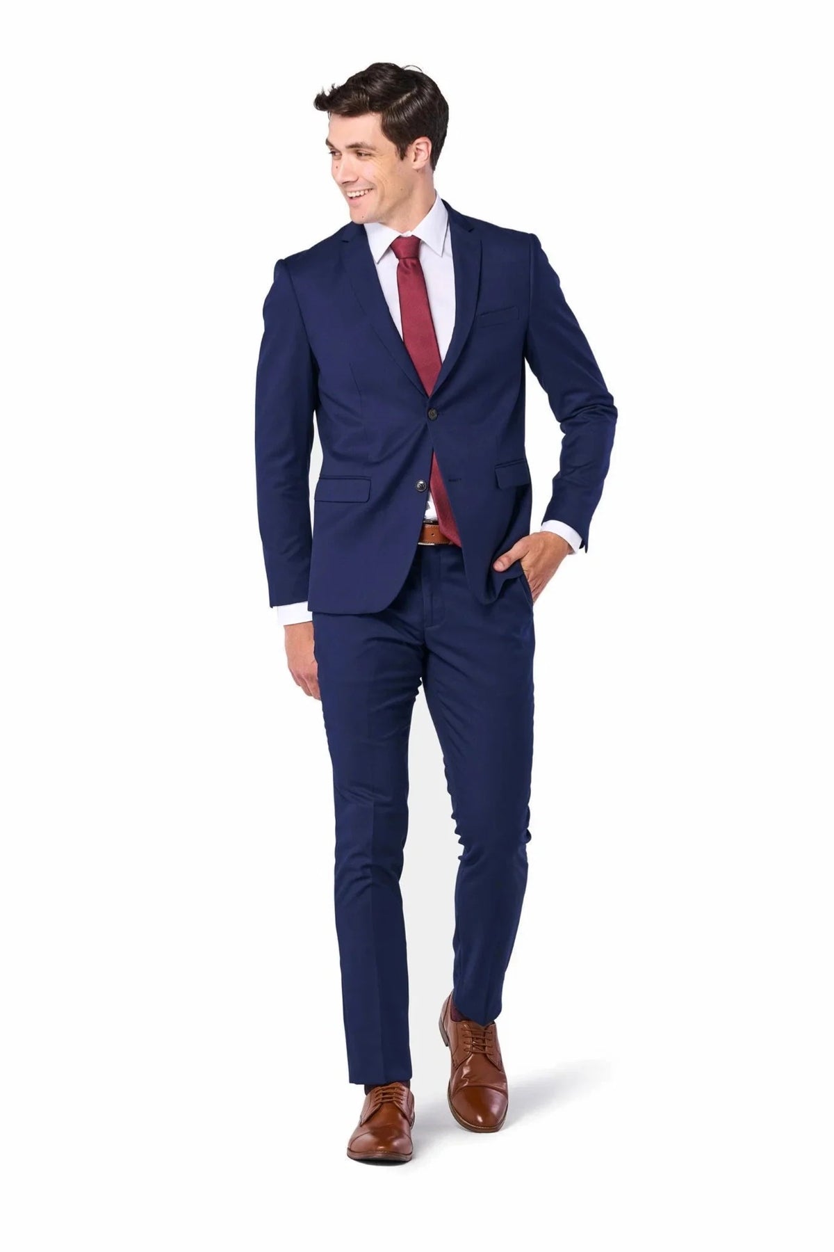 Modern Navy Blue 2 Button Suit Jacket