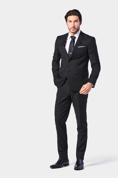 【URU】2 BUTTON JACKET & STRAIGHT PANTS Classic Black 2 Button Suits Starting At $199 - Mensuits.com