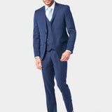 Medium Blue Plaid 3 Piece Suit