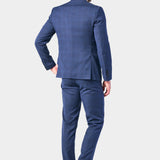 Medium Blue Plaid 3 Piece Suit