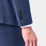 Medium Blue Plaid 3 Piece Suit