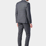 Gray and Periwinkle Blue Window Pane 3 Piece Suit
