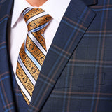 Navy Rust Plaid 3 Piece Suit