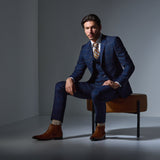 Navy Rust Plaid 3 Piece Suit