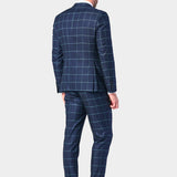 Navy and Teal Window Pane 3 Piece Suit