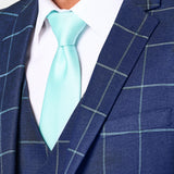 Navy and Teal Window Pane 3 Piece Suit