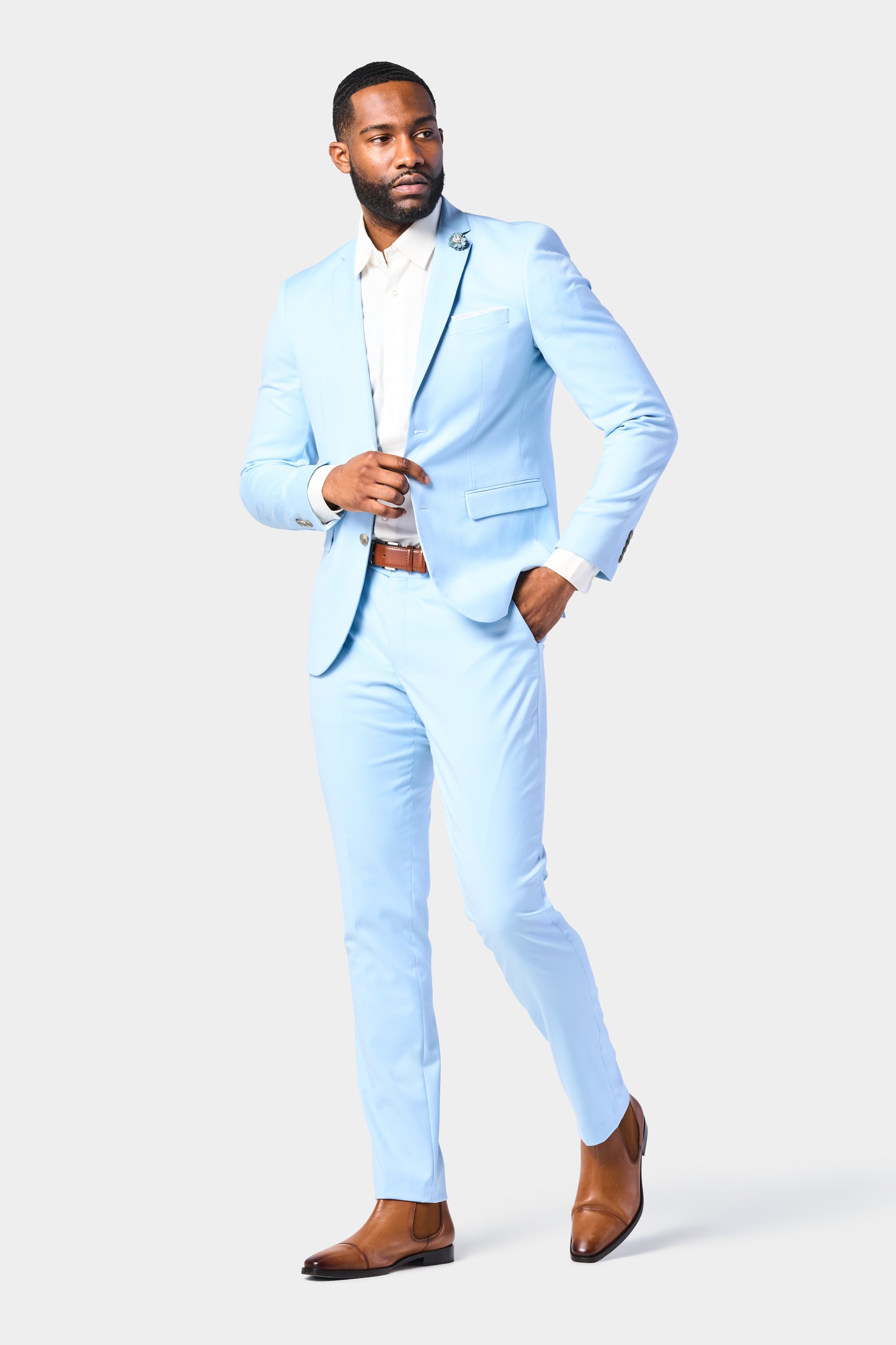 light blue suit for spring