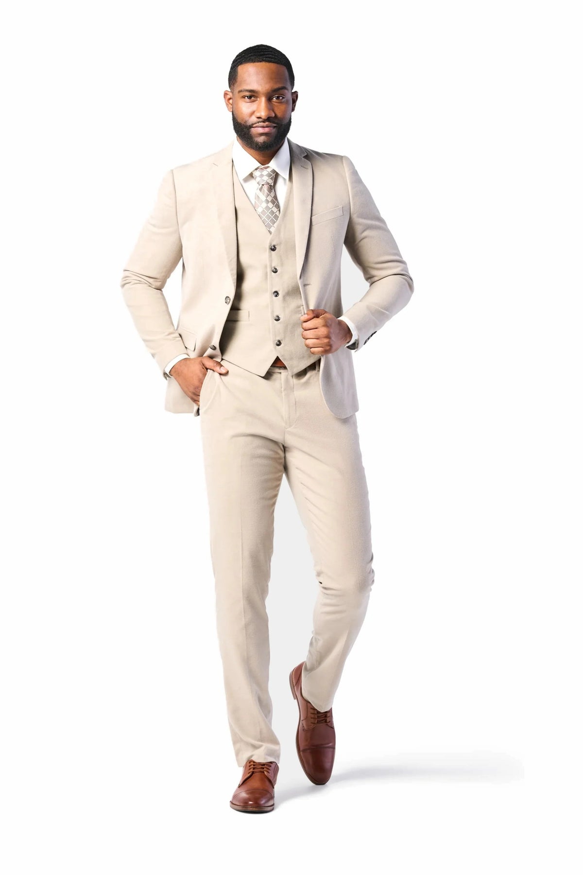Tan Flannel 3 Piece Suit