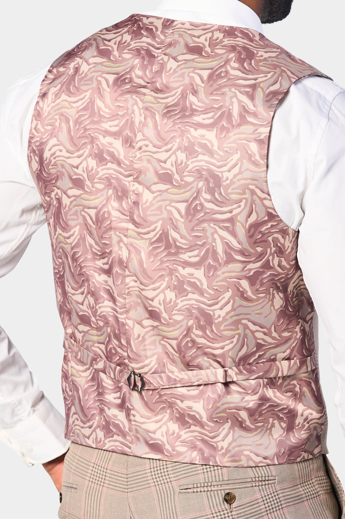 Tan and Pink Plaid 3 Piece Suit