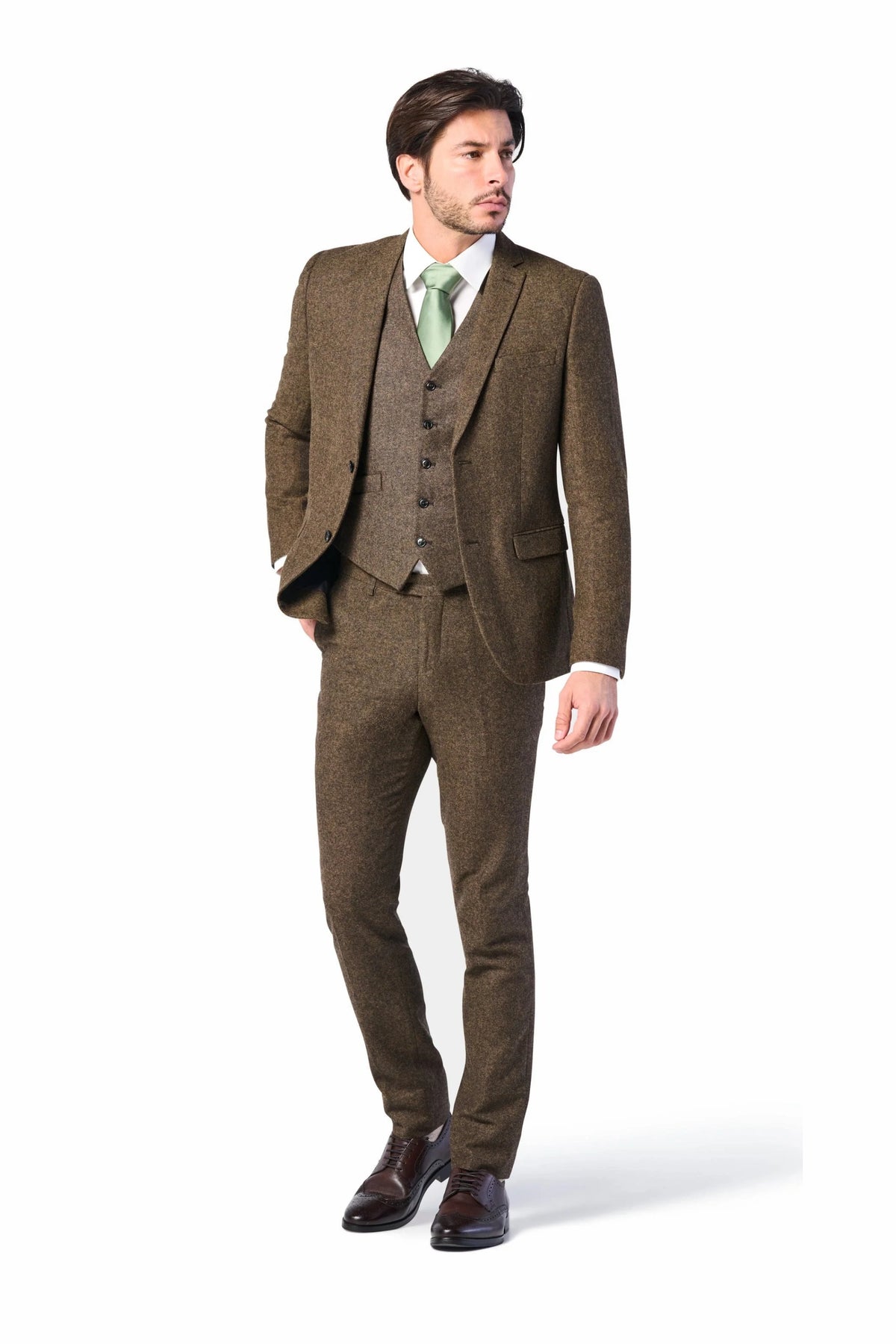Vintage Brown Tweed 3 Piece Suit