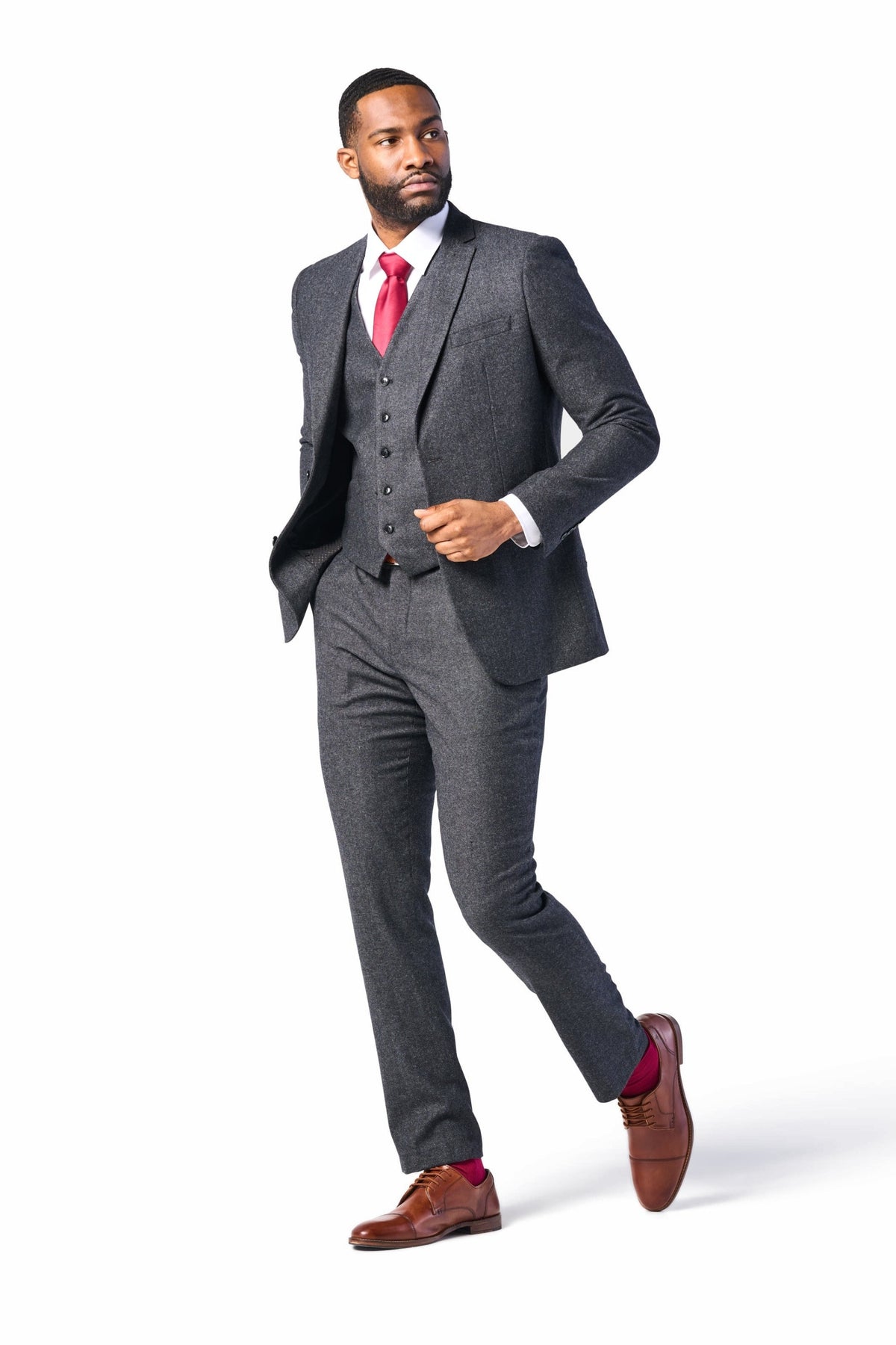 Charcoal Gray Tweed 3 Piece Suit