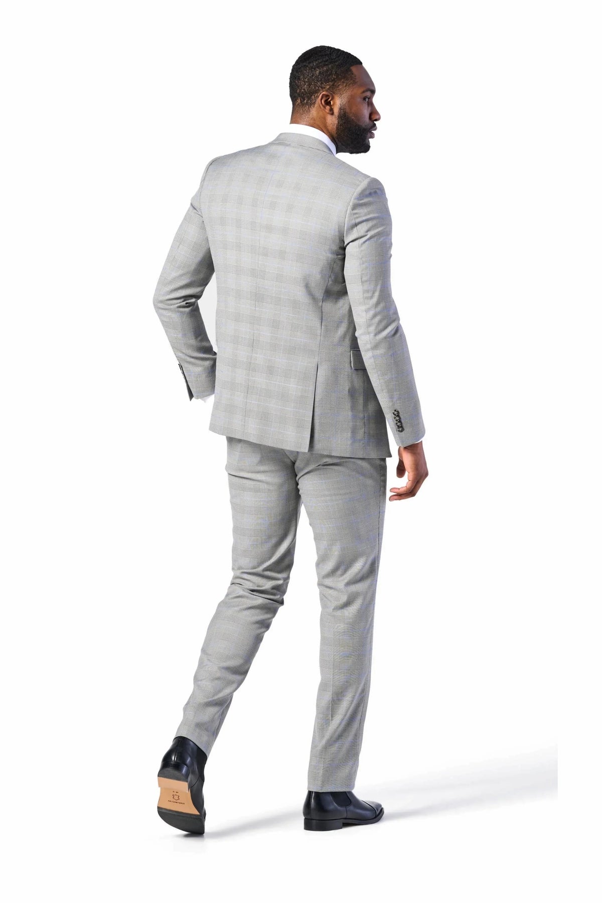 Gray and Blue Glenn Plaid 3 Piece Suit