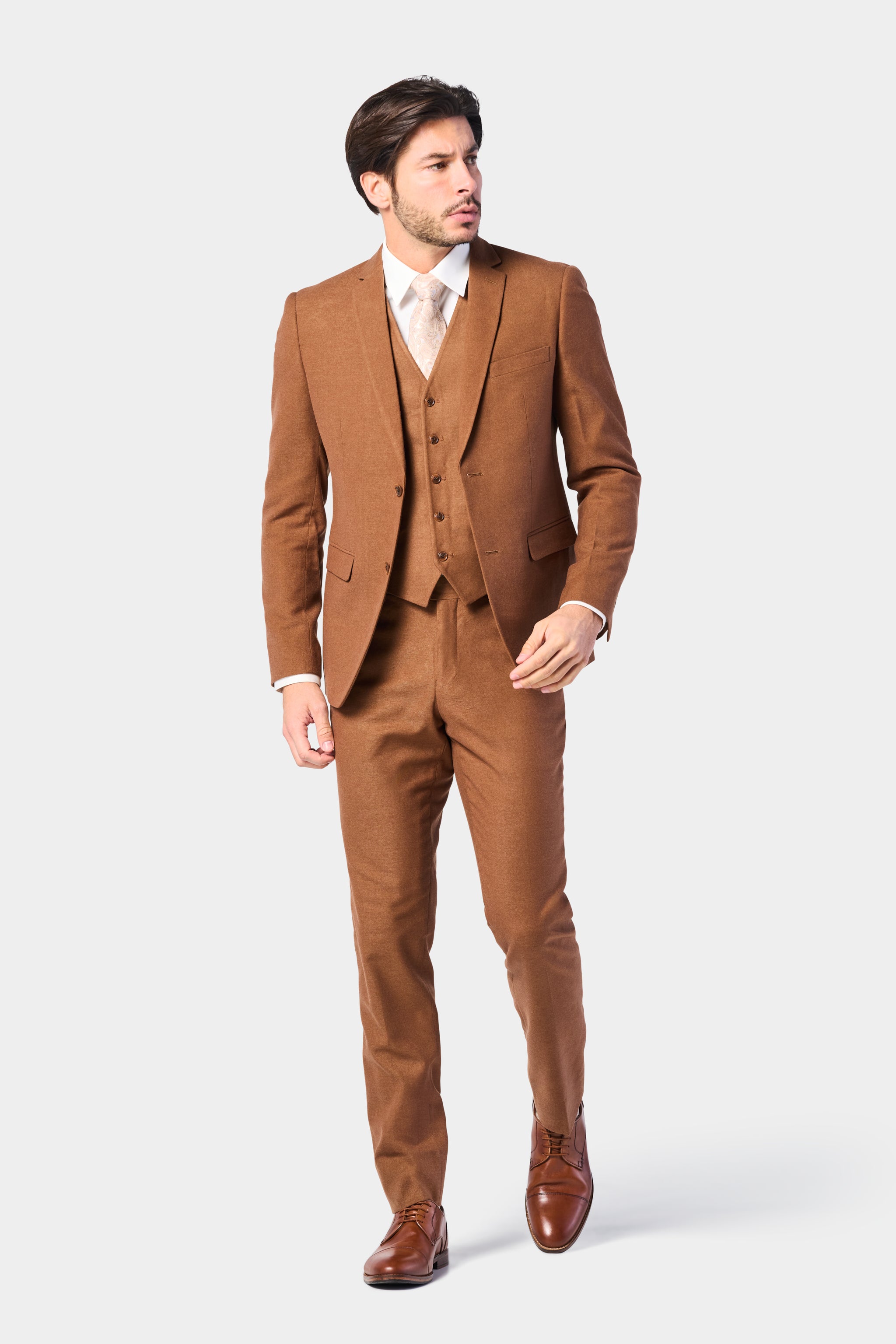 Rust Brown Flannel 3 Piece Suit