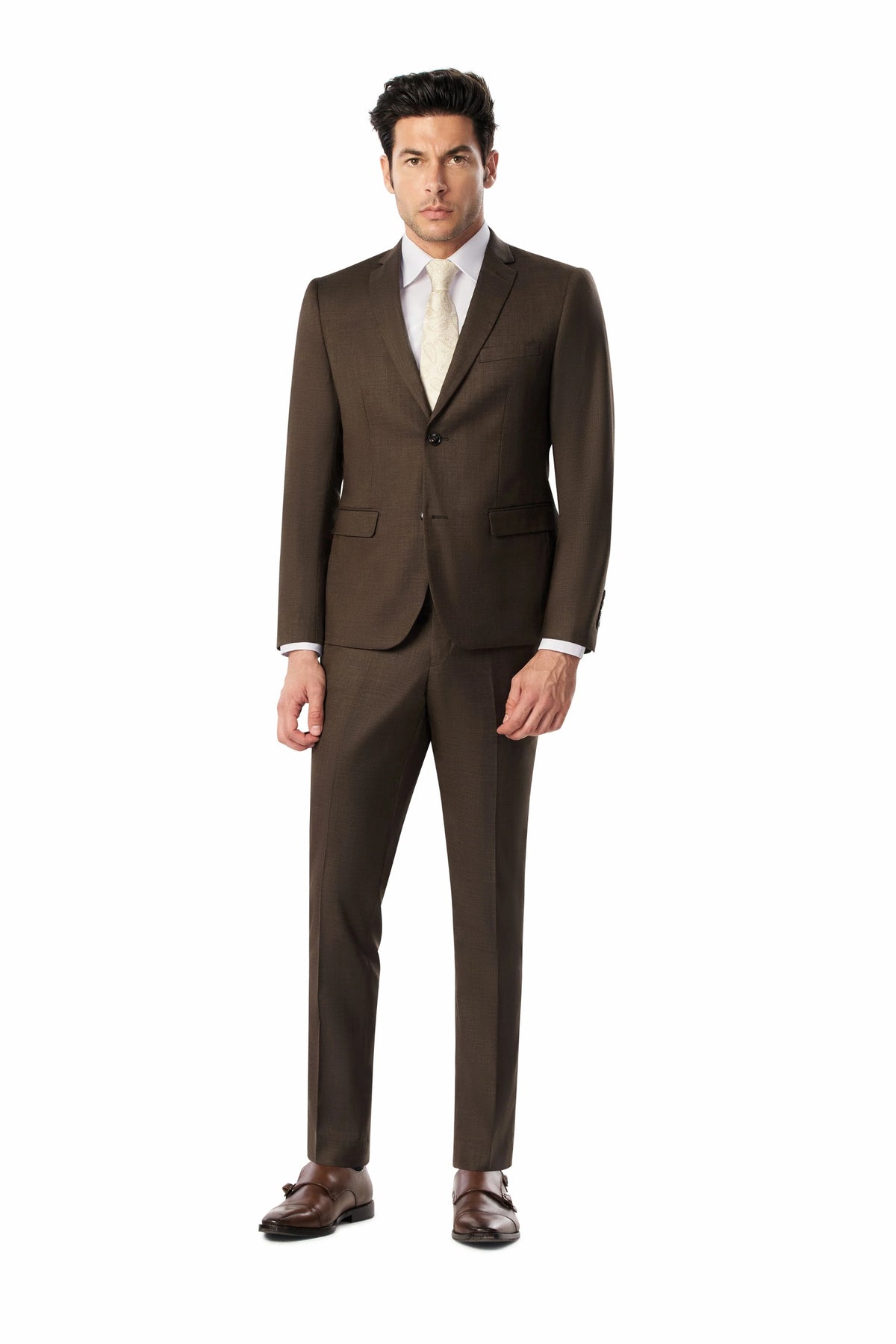 Brown Sharkskin 2 Button Suit