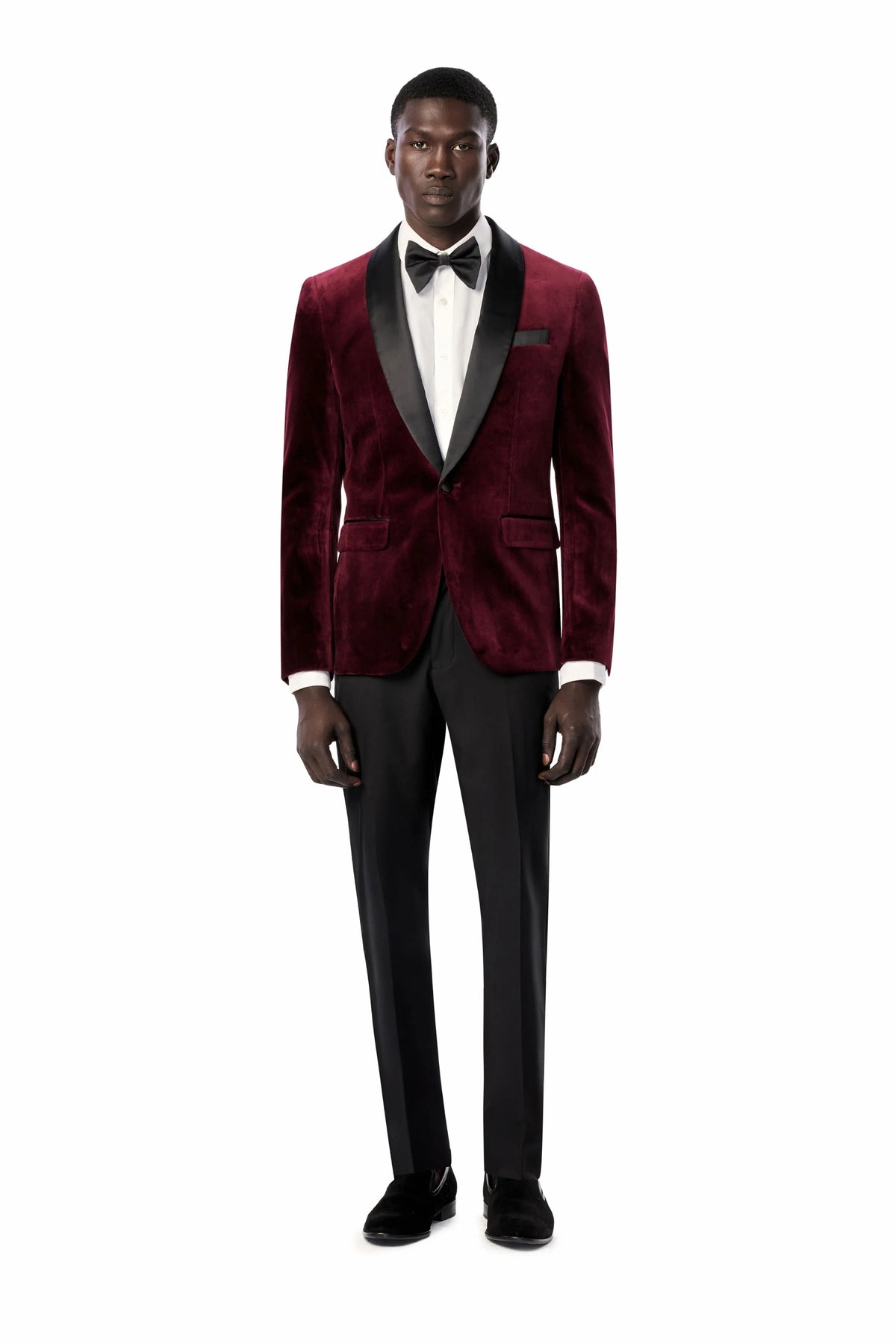 Burgundy Velvet Shawl Lapel Tuxedo