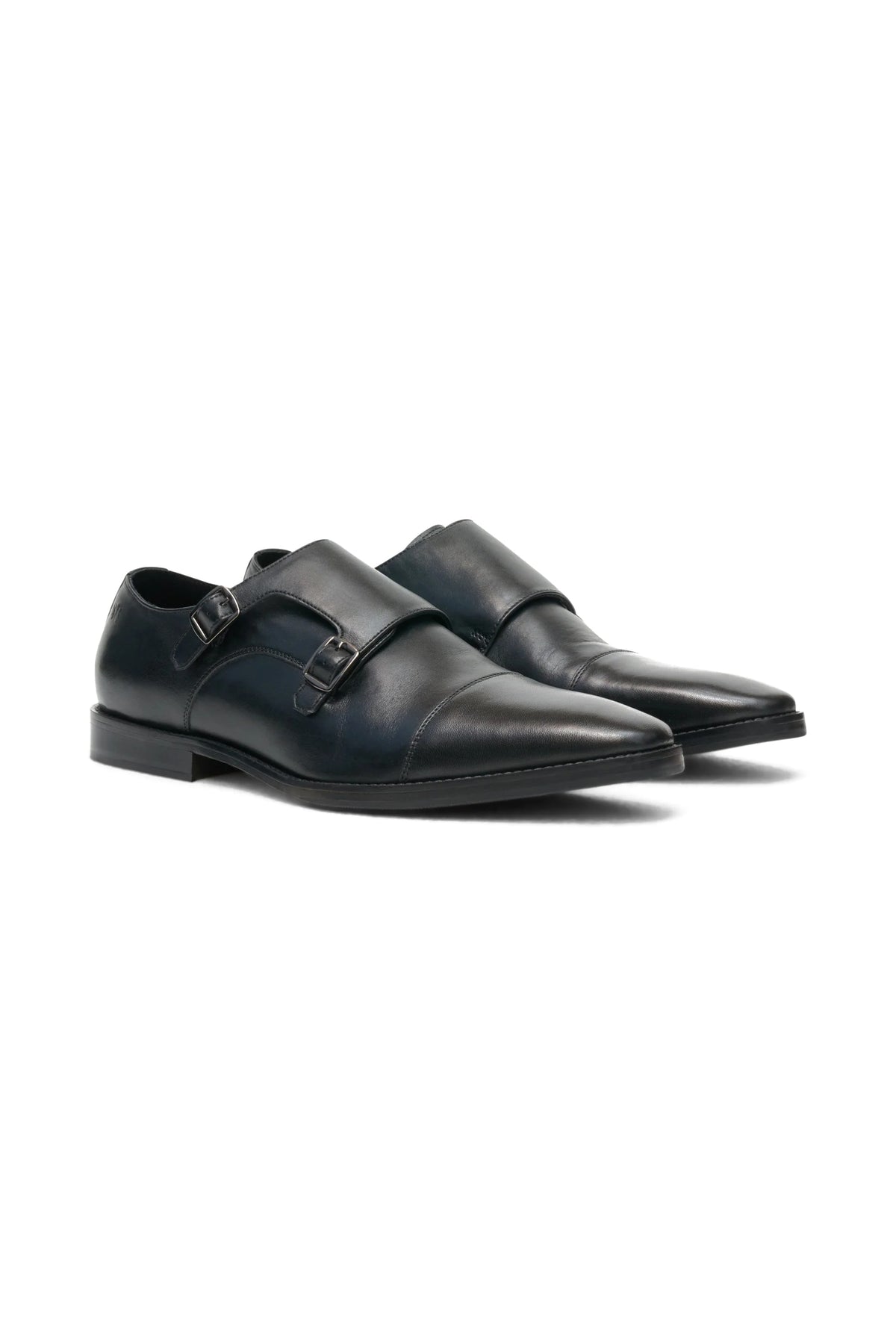 Double Monk Strap Black Shoes