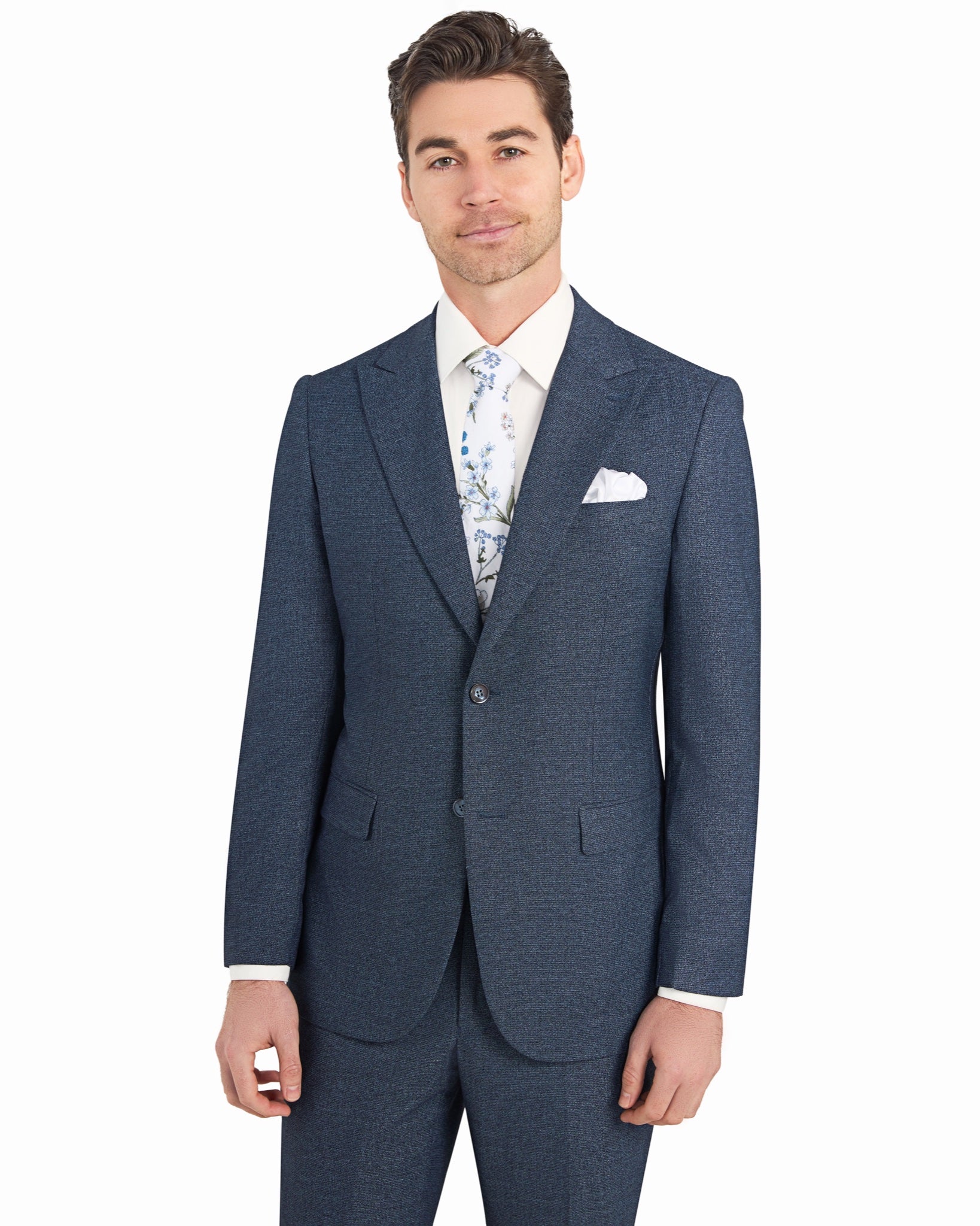Blue Melange Jersey Knit Suit - view 1