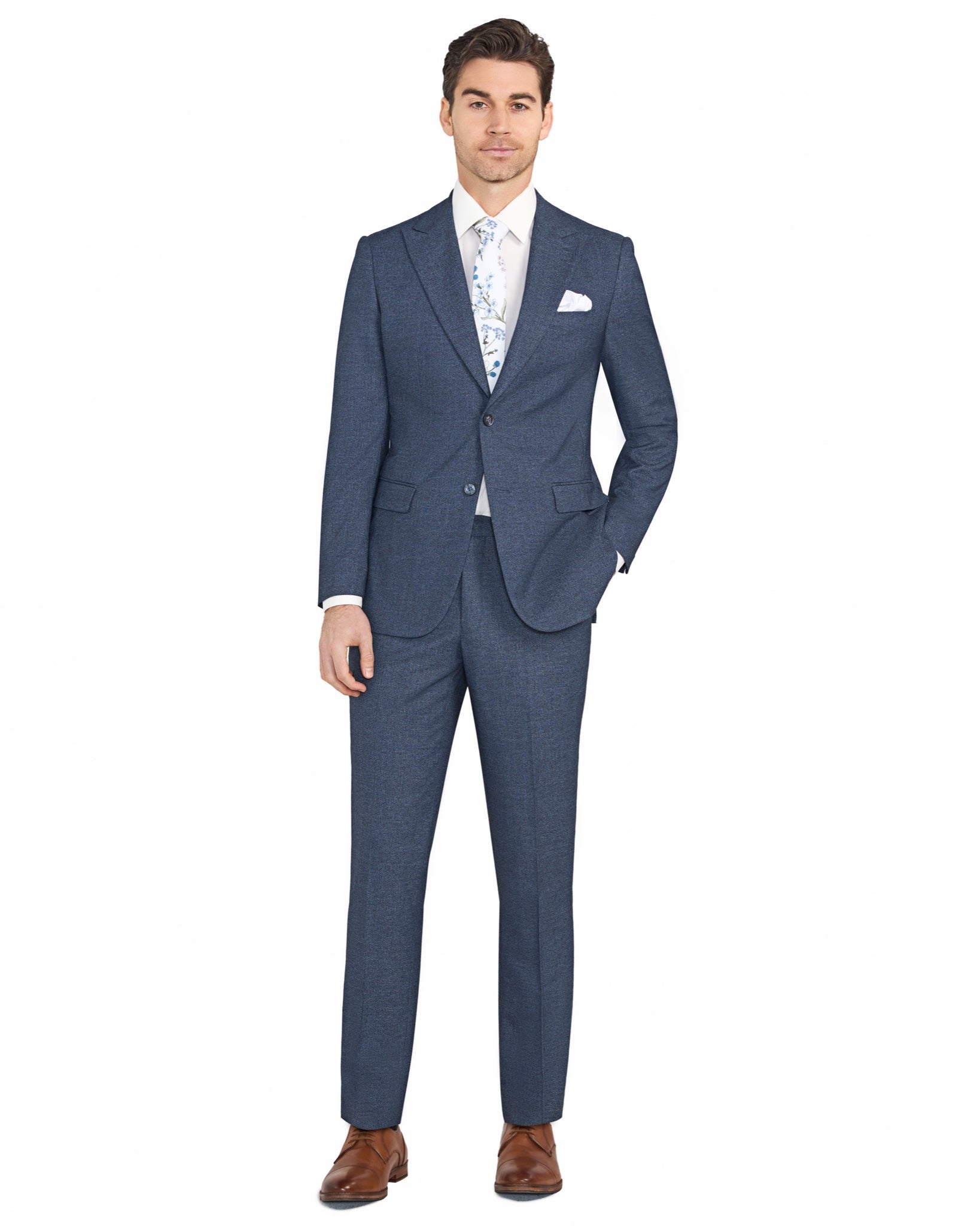 Blue Melange Jersey Knit Suit - view 2