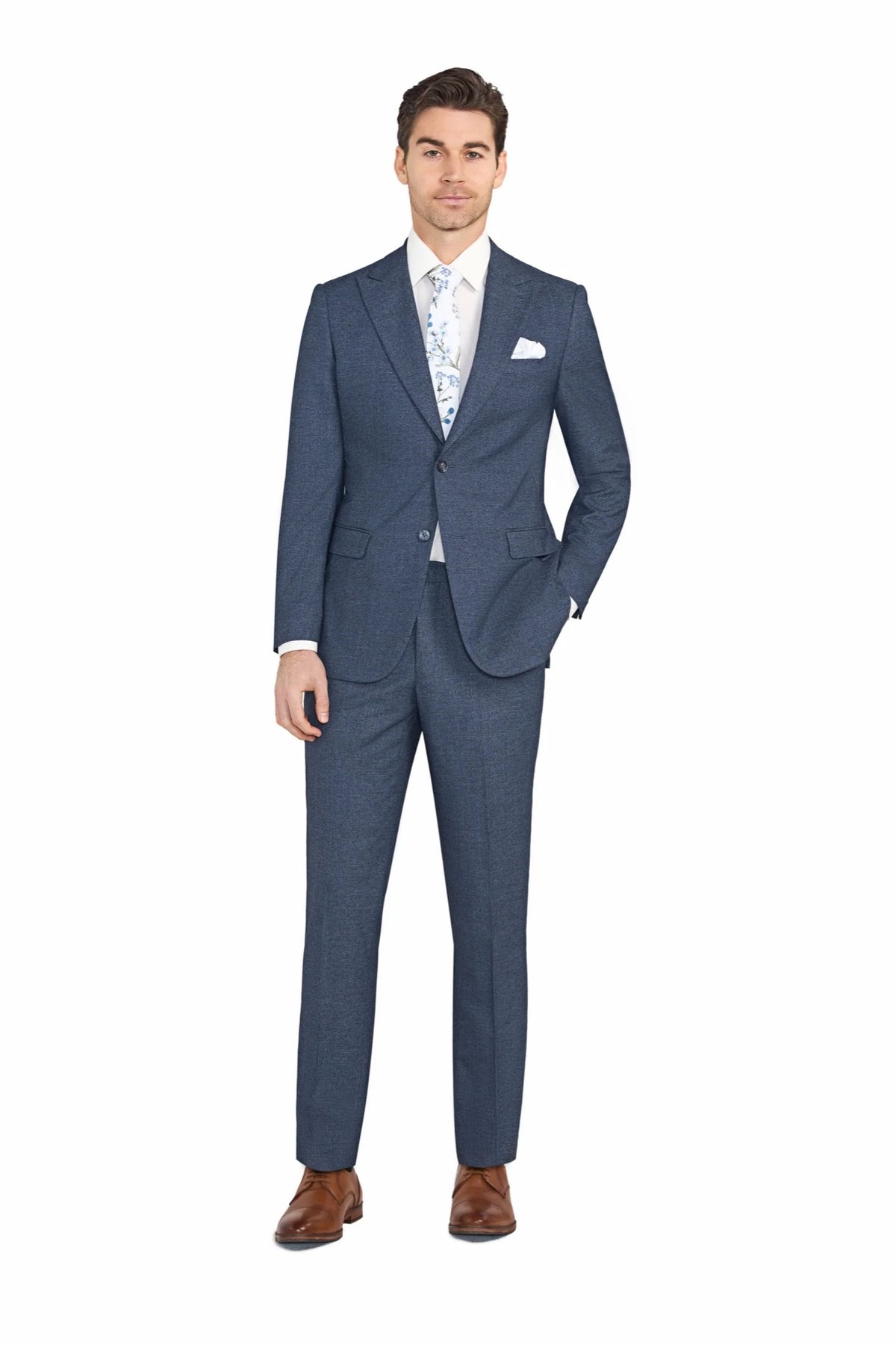 Blue Melange Jersey Knit Suit - view 2