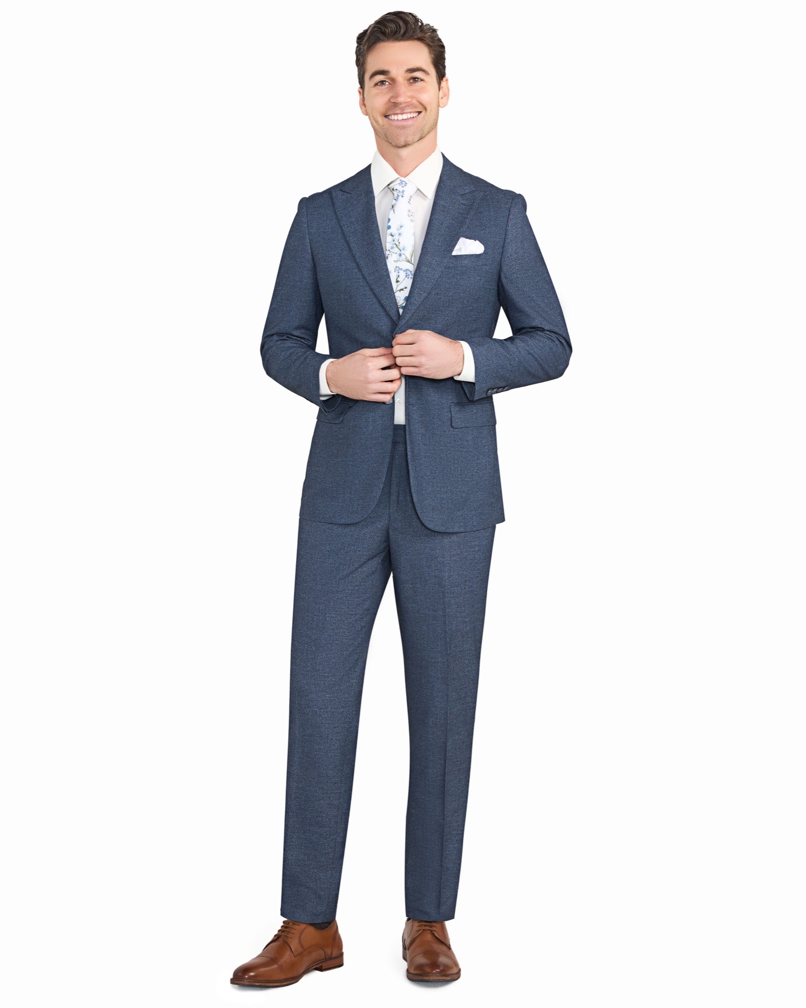 Blue Melange Jersey Knit Suit - view 3