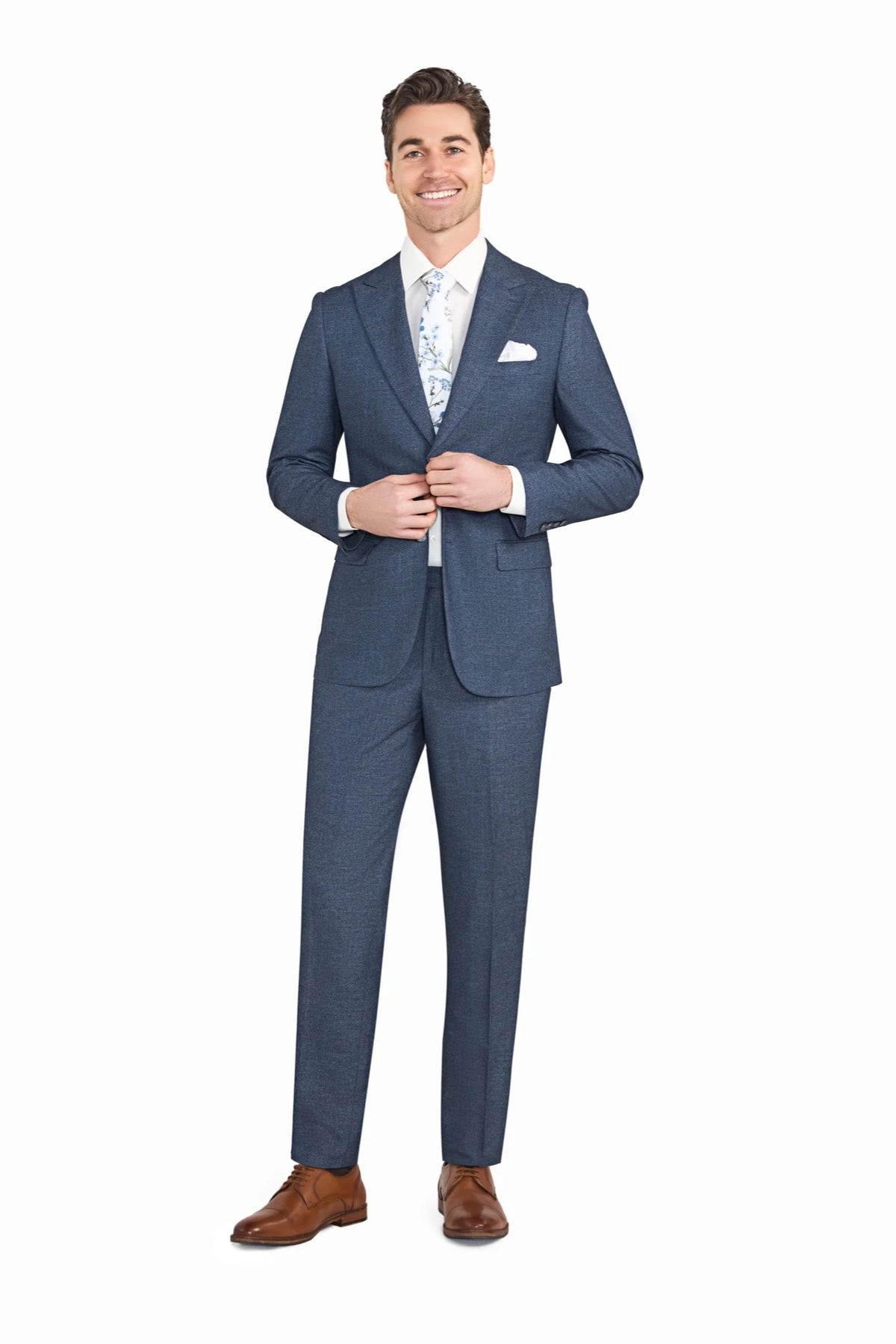 Blue Melange Jersey Knit Suit - view 3