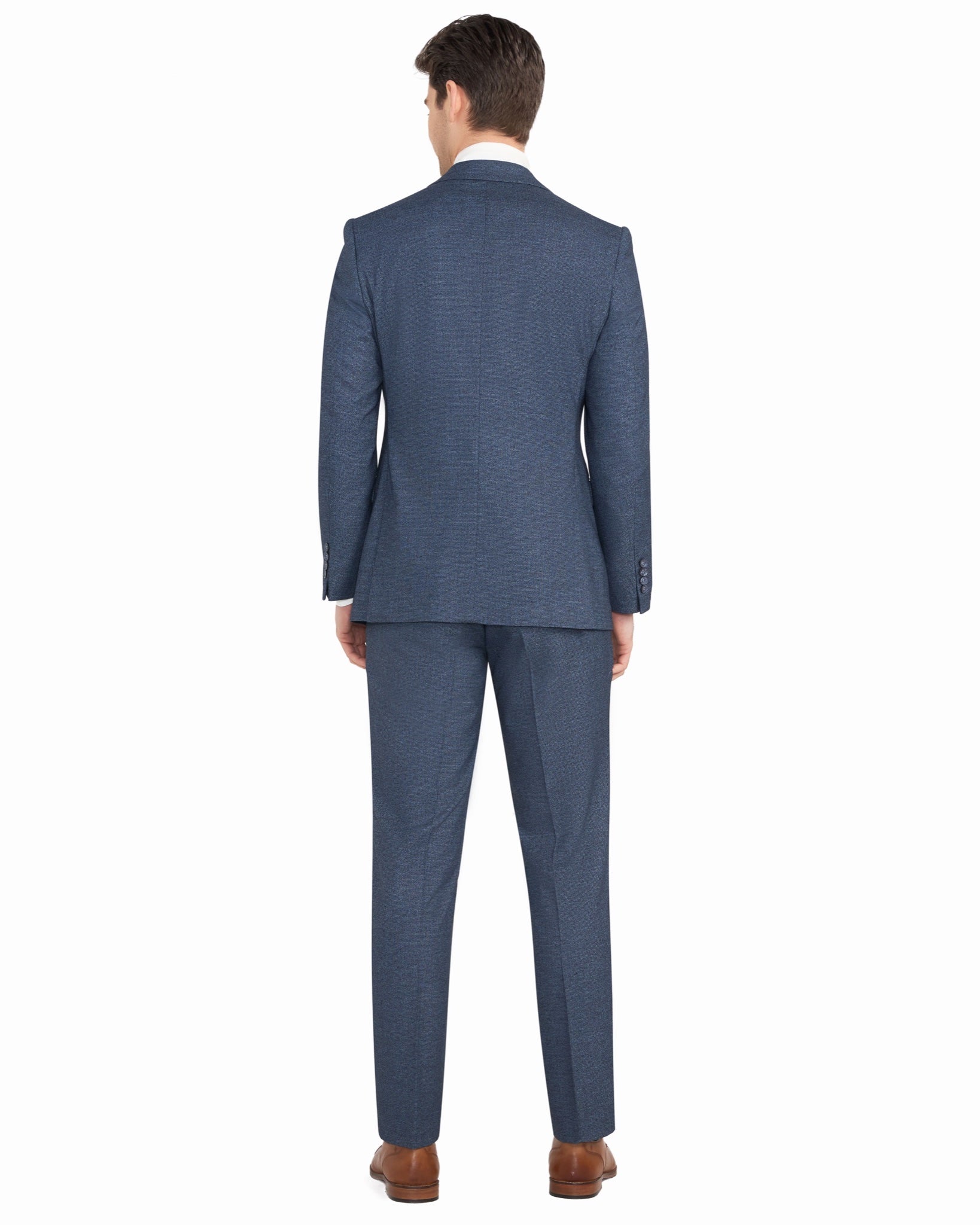 Blue Melange Jersey Knit Suit - view 4