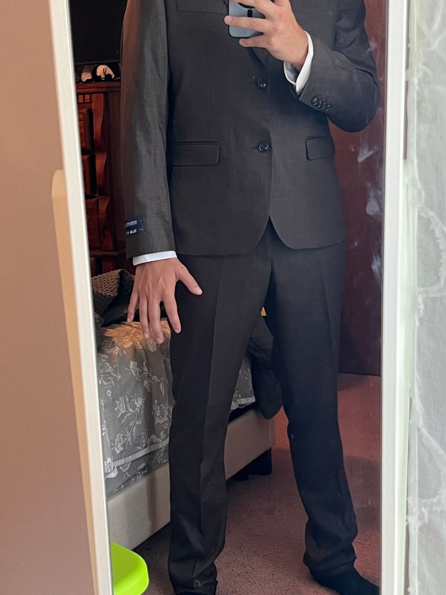 Customer Scott M. wearing the Brown Sharkskin 2 Button Suit