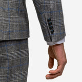 Gray Blue Flannel Plaid 3 Piece Suit
