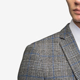 Gray Blue Flannel Plaid 3 Piece Suit