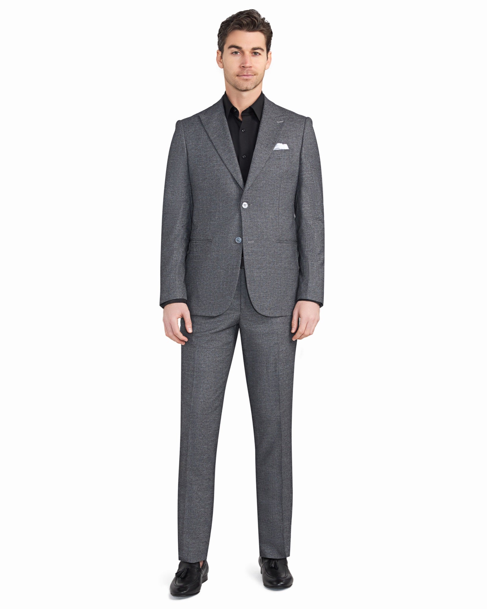 Grey Melange Jersey Knit Suit - view 1