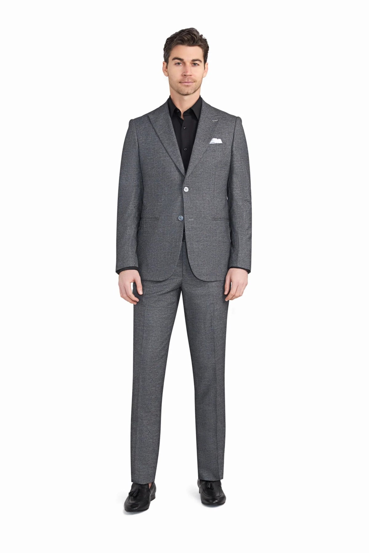 Grey Melange Jersey Knit Suit - view 1