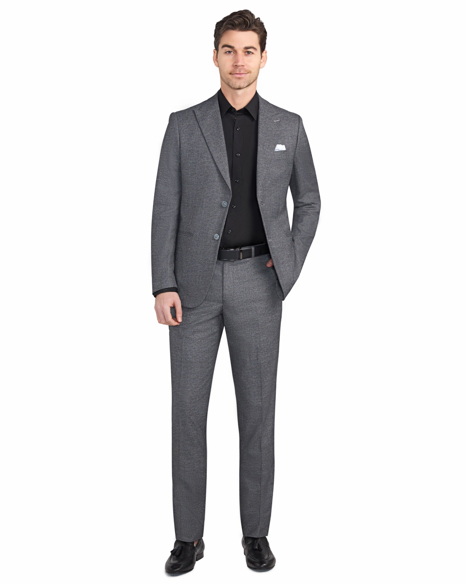 Grey Melange Jersey Knit Suit - view 2