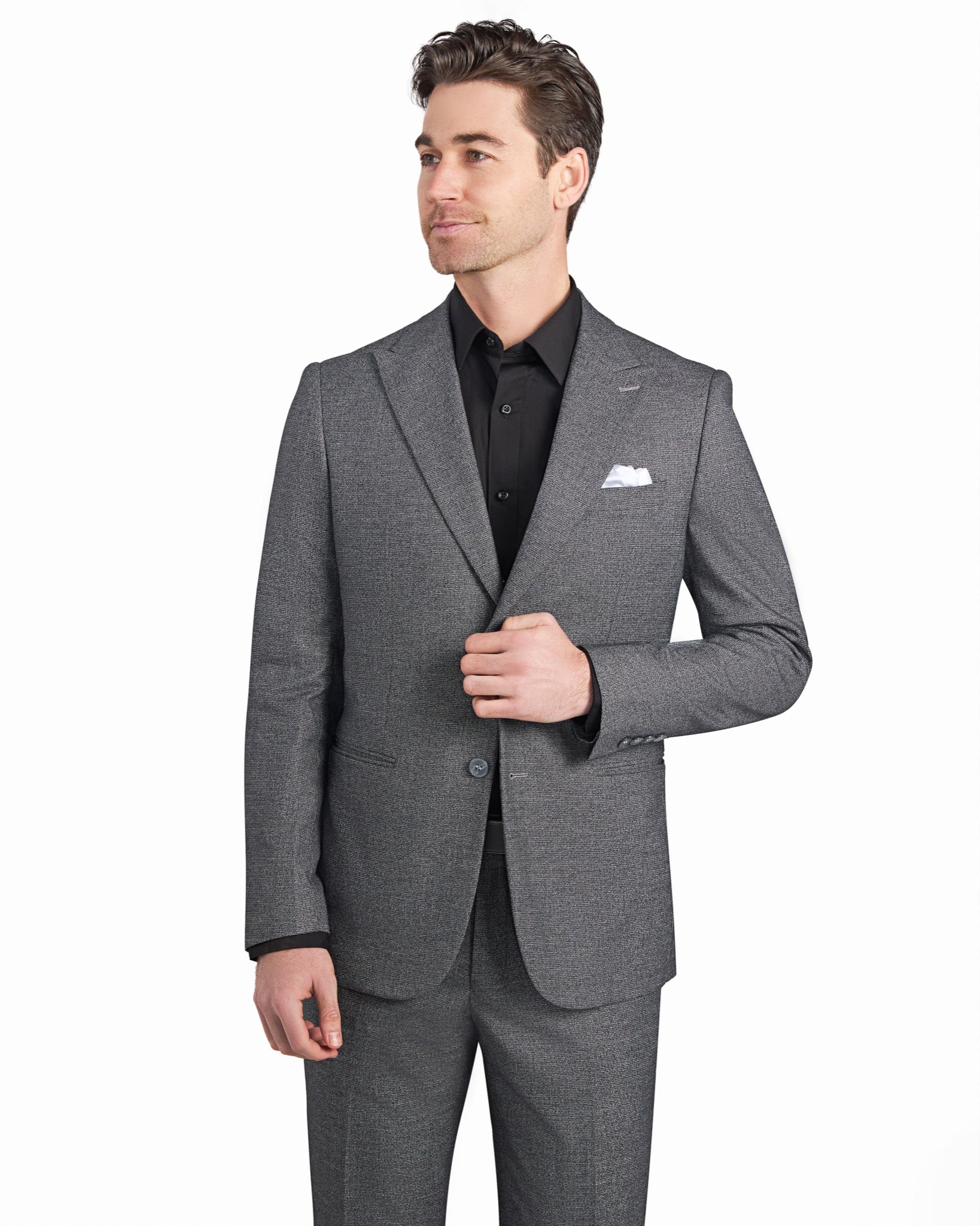 Grey Melange Jersey Knit Suit - view 3