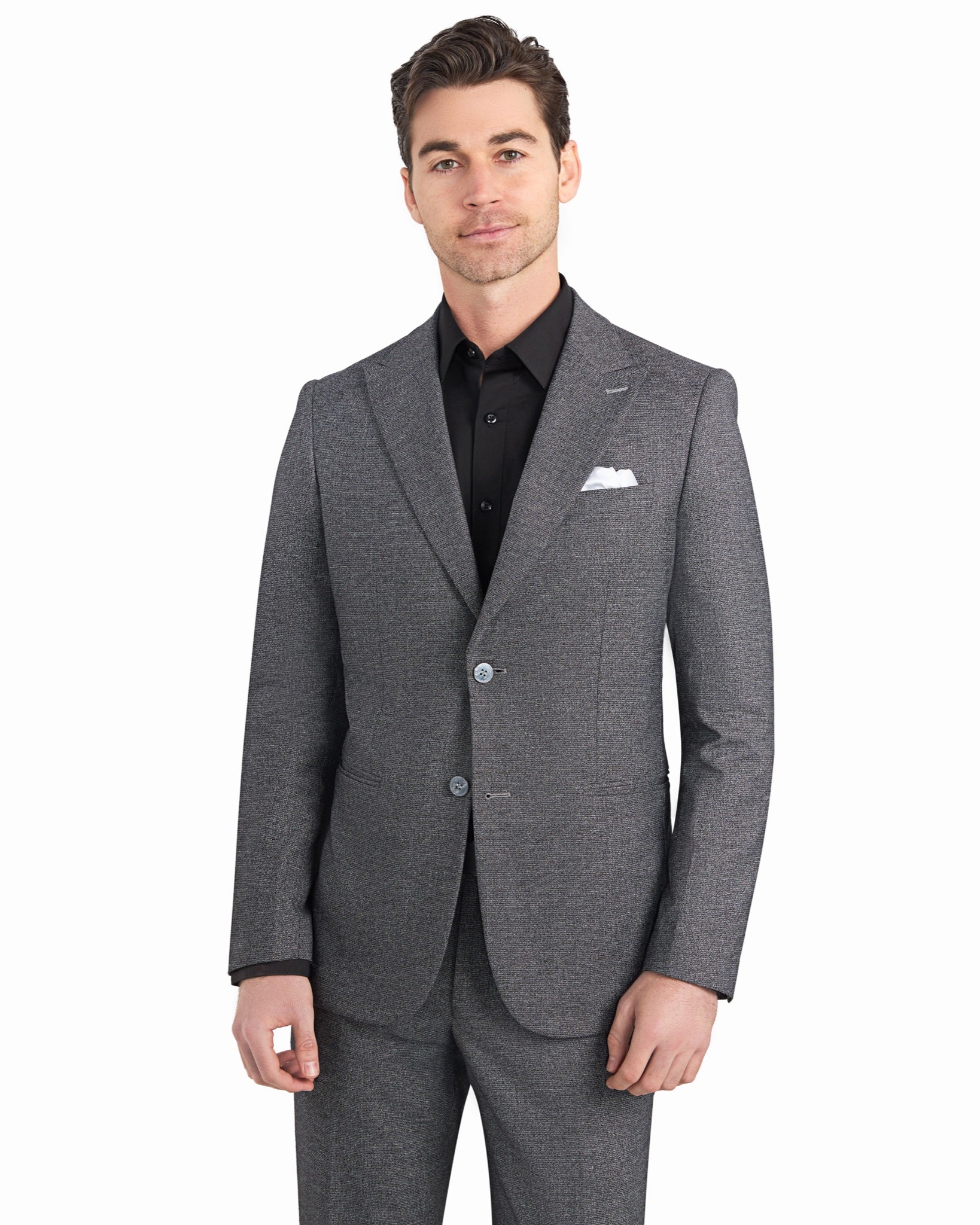 Grey Melange Jersey Knit Suit - view 4