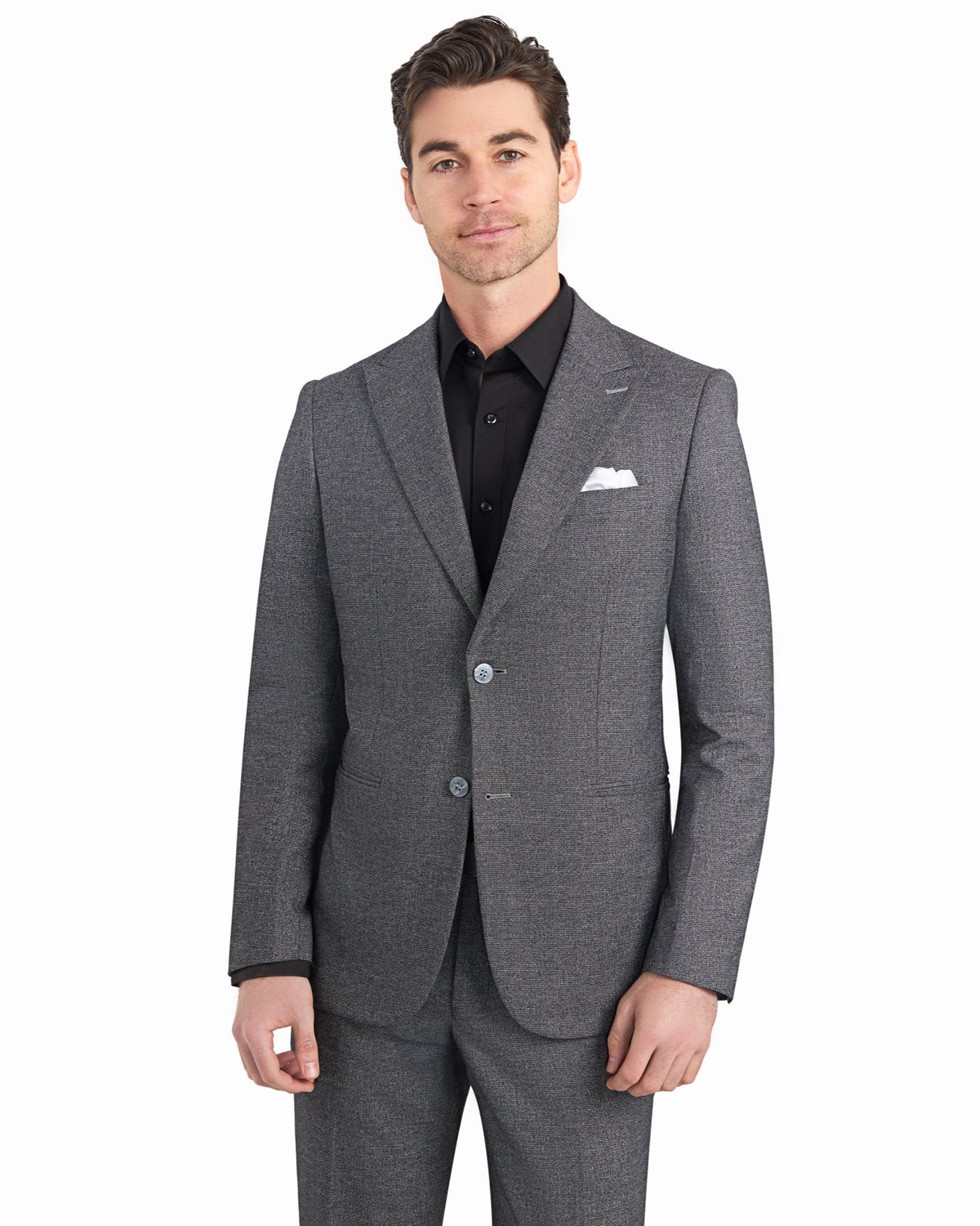 Grey Melange Jersey Knit Suit - view 4