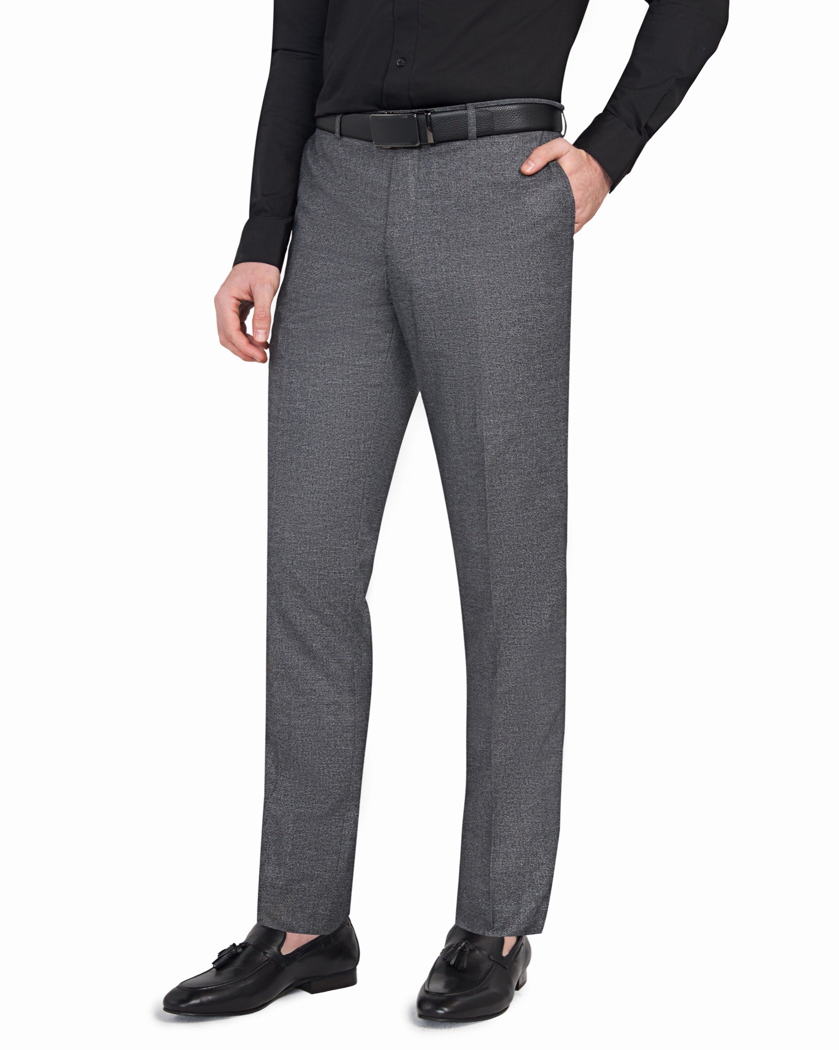 Grey Melange Jersey Knit Suit - view 7