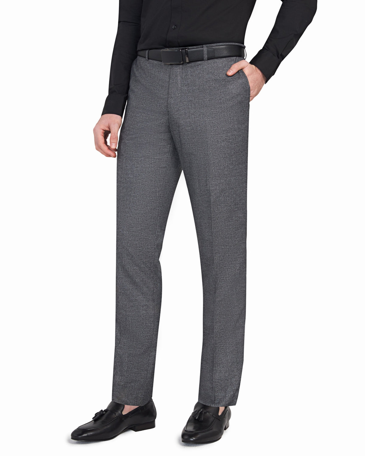 Grey Melange Jersey Knit Suit - view 7