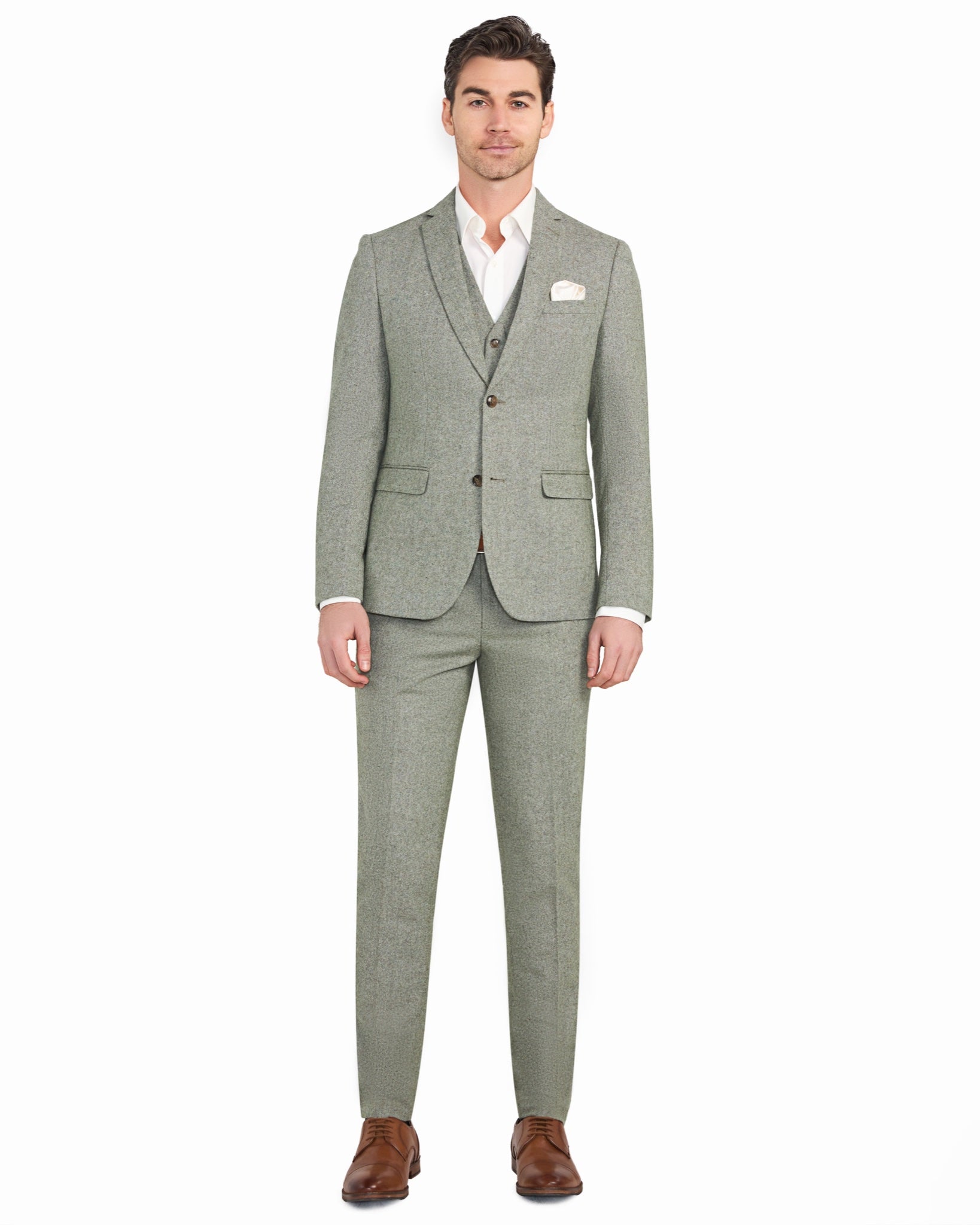 Light Green Tweed 3pc Suit - view 1