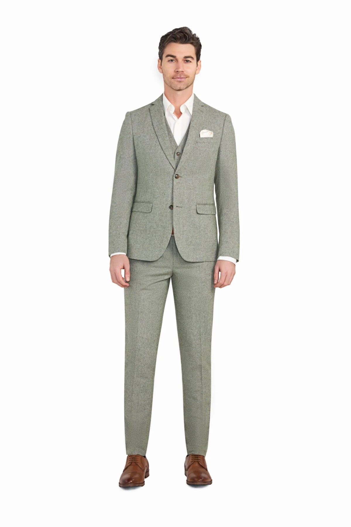 Light Green Tweed 3pc Suit - view 1