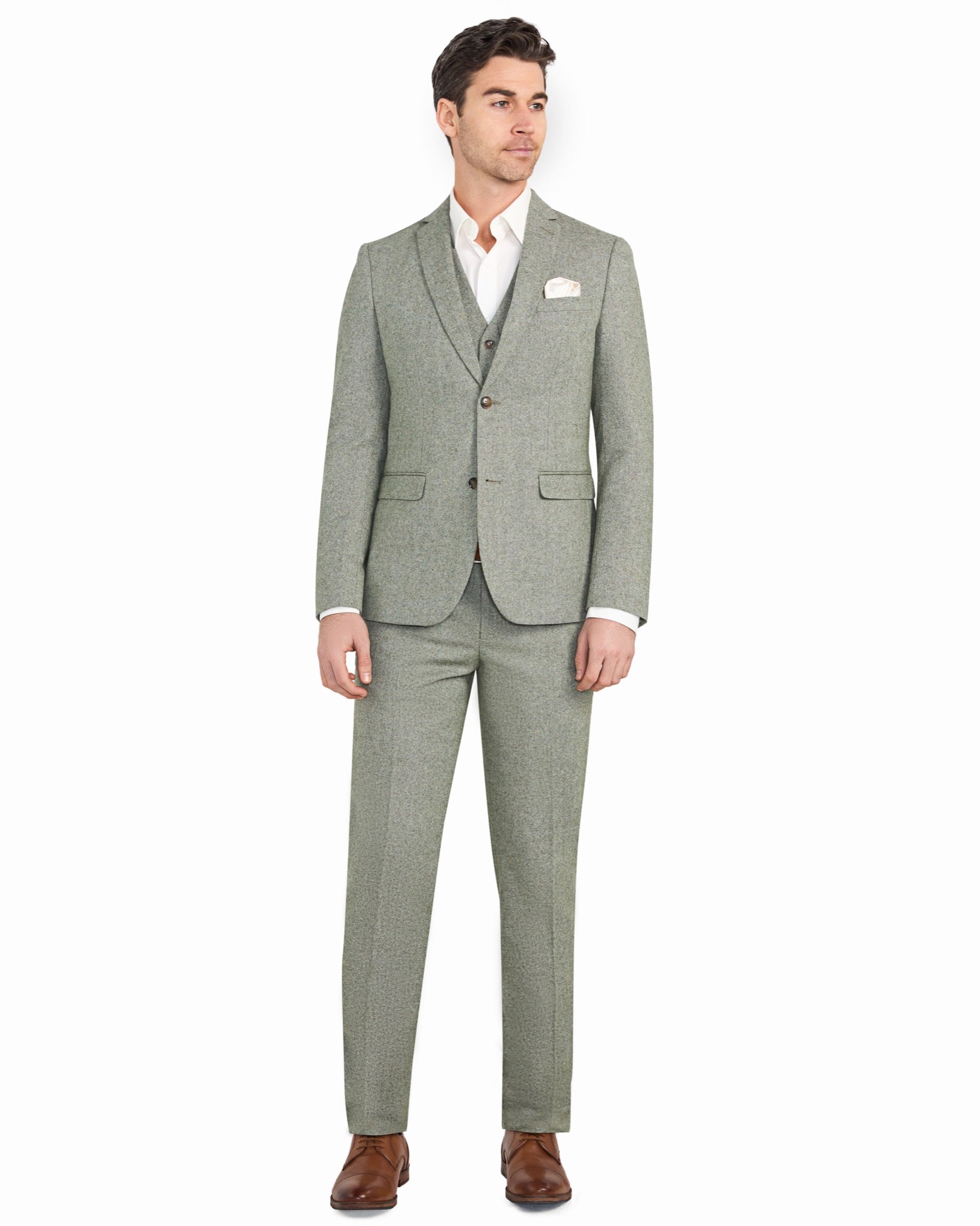 Light Green Tweed 3pc Suit - view 2