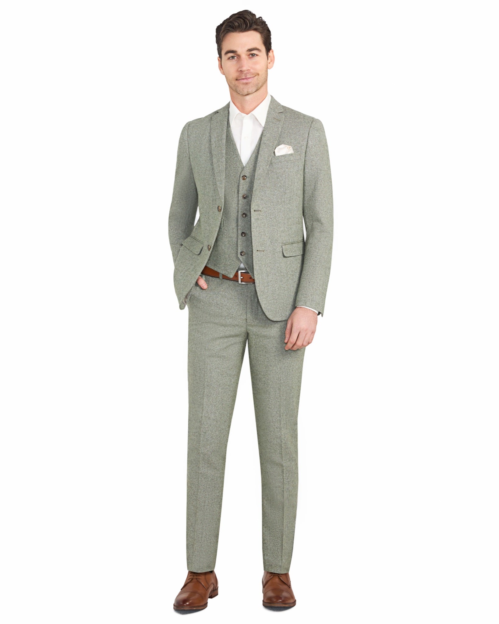 Light Green Tweed 3pc Suit - view 3