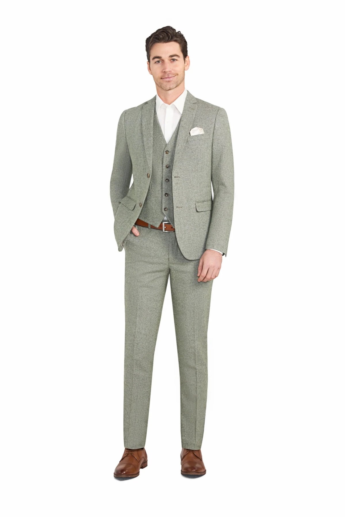 Light Green Tweed 3pc Suit - view 3
