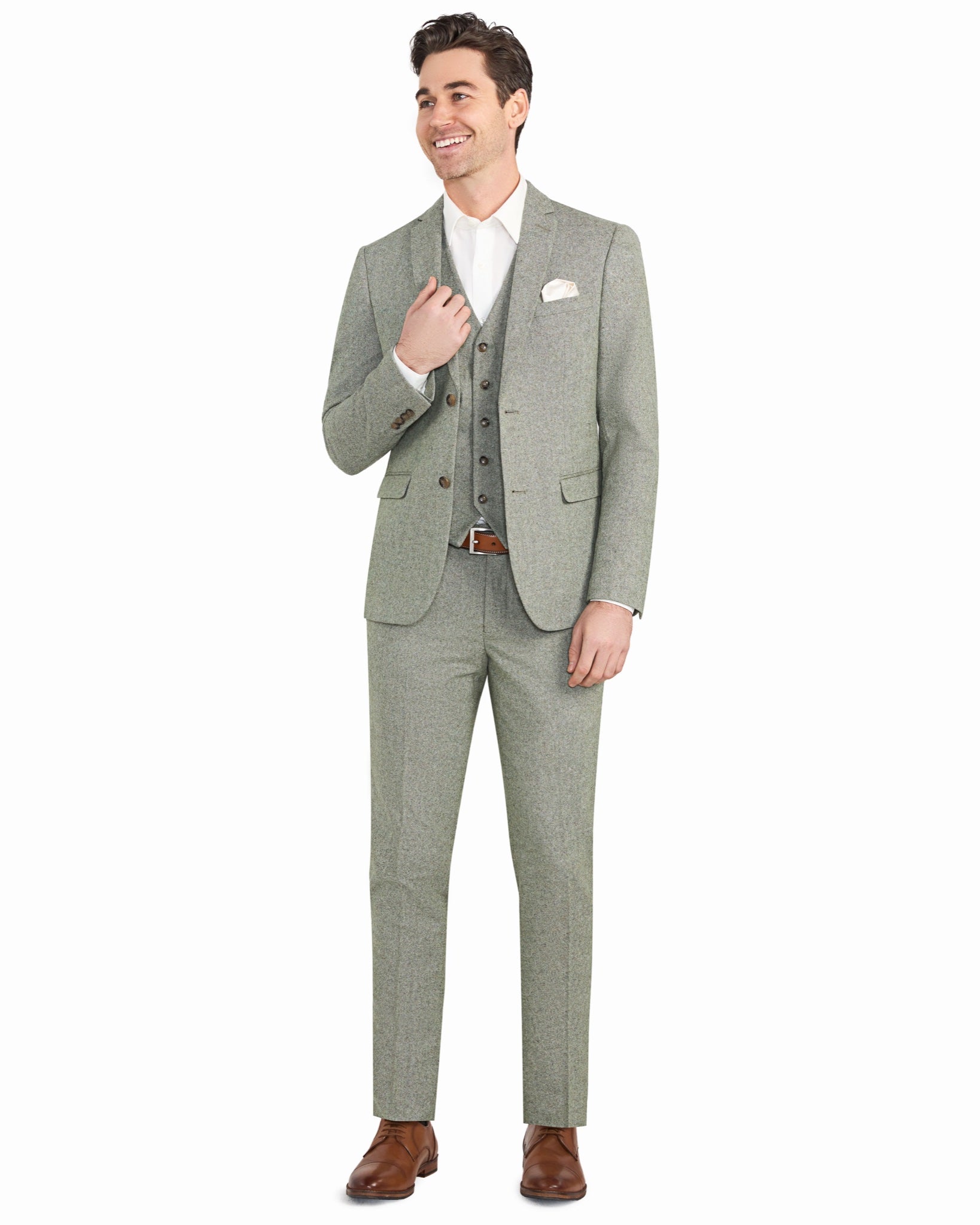 Light Green Tweed 3pc Suit - view 4