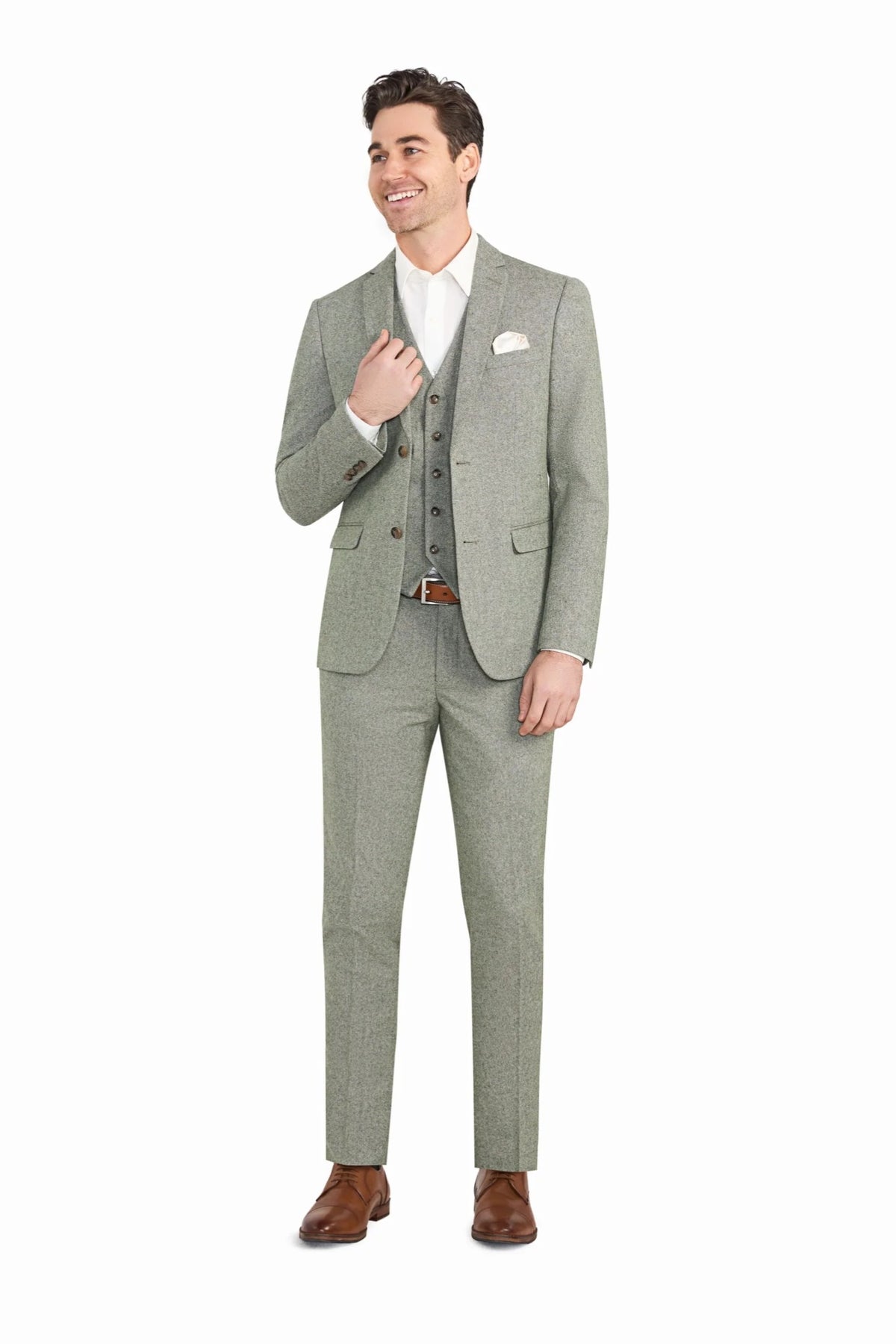 Light Green Tweed 3pc Suit - view 4